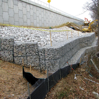 قفس های دیواری حائل سیم جعبه گابیون با روکش روی 80*100 میلی متر برای حفاظت از رودخانه
