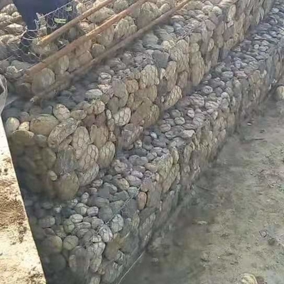 سنگ بافته شده سبد گایبیان شش ضلعی Galfan 8x10cm برای محافظت از دیواره دریا