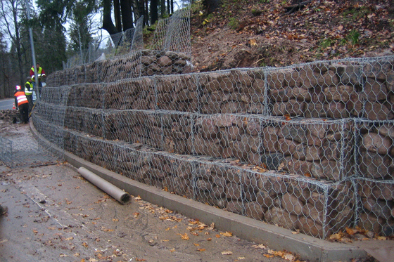 دیوار نگهدارنده سبد سیم ماندگار زنک سنگین پوشش داده شده 2m X 1m X 1m