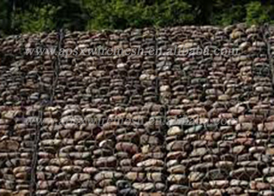 مش سیم بافته شده 2.0 میلی متری گابیون دیوار سنگی پر شده