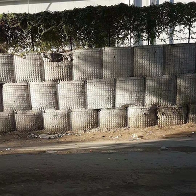 پارچه ژئوتکستیلی قابل جمع و جور پوشیده شده سبز زیتون یا رنگ شن و ماسه جوخته شده گابیان سیم میش سبد دفاعی نظامی
