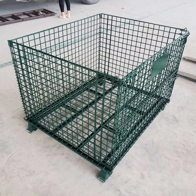 گالوانیزه 1200*1000*890mm کشش قابل قفل شدن سیم میش حمل و نقل فلز ذخیره سازی سیم میش قفس پالت
