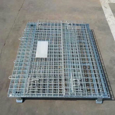 گالوانیزه 1200*1000*890mm کشش قابل قفل شدن سیم میش حمل و نقل فلز ذخیره سازی سیم میش قفس پالت