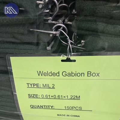 کار سنگین 3 اینچ میش سوراخ گابيون سبد MIL1 1.37M بالا Hesco موانع جوش گابيون جعبه پوشیده با پارچه ژئوتکستیل
