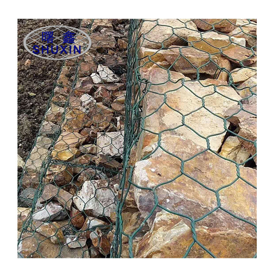 سوراخ 8*10 سانتی متری سبدهای گابیون فولادی شیب رودخانه 2*1*1 متر بافته شده گالوانیزه