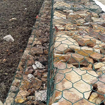 پی وی سی خاکستری 2x1x1m گابیون مشبک سبد 6x8 برای سنگ
