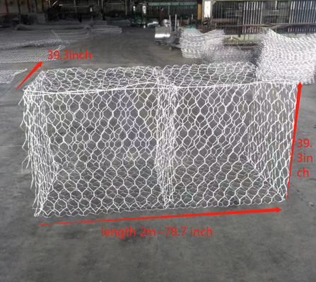 سبد سیم گابیون استاندارد 1x1x2m 3.05mm 80x100mm برای پروژه ساخت و ساز