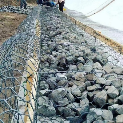 دیوار نگهدارنده جعبه گابیون استاندارد مکافری با سیم شش ضلعی گالوانیزه