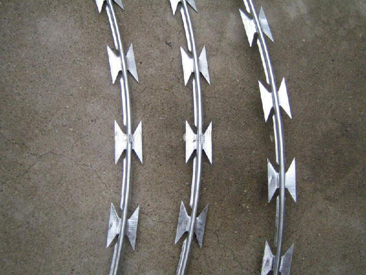 سیم سیم خاردار تیغ گالوانیزه عرضه مستقیم برای برنامه های امنیتی حصار بالا