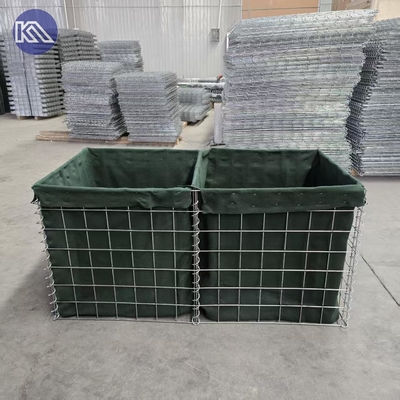 کار سنگین 3 اینچ میش سوراخ گابيون سبد MIL1 1.37M بالا Hesco موانع جوش گابيون جعبه پوشیده با پارچه ژئوتکستیل