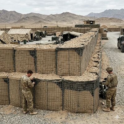 دیوار دفاعی 2.21 × 1.52 × 30.5 متر دیوار شنی ضد انفجار پینت بال دیوار بادی بنکرهای هوایی