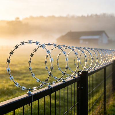 سیم خاردار ضد زنگ CBT-65 سیم کنسرتینا برای ایمنی مزرعه های مسکونی