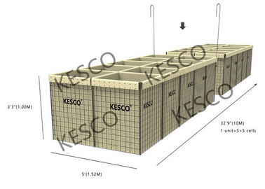 MIL 4 Defence Hesco Bastion Metal Metal Collapsible Barrier 3 '' X 3 '' مش سوراخ