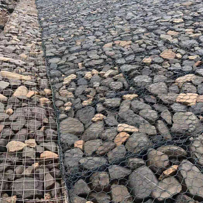 سیم فولادی کم کربن 1x1x2 M سبد نرده گابیون جعبه پر شده با سنگ سه بافت