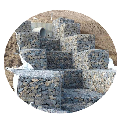 دیوار حائل زمین 1 متر X 1 متر X 1 متر حصار جعبه گابیون بافته شده با روکش شش ضلعی پی وی سی سه پیچ